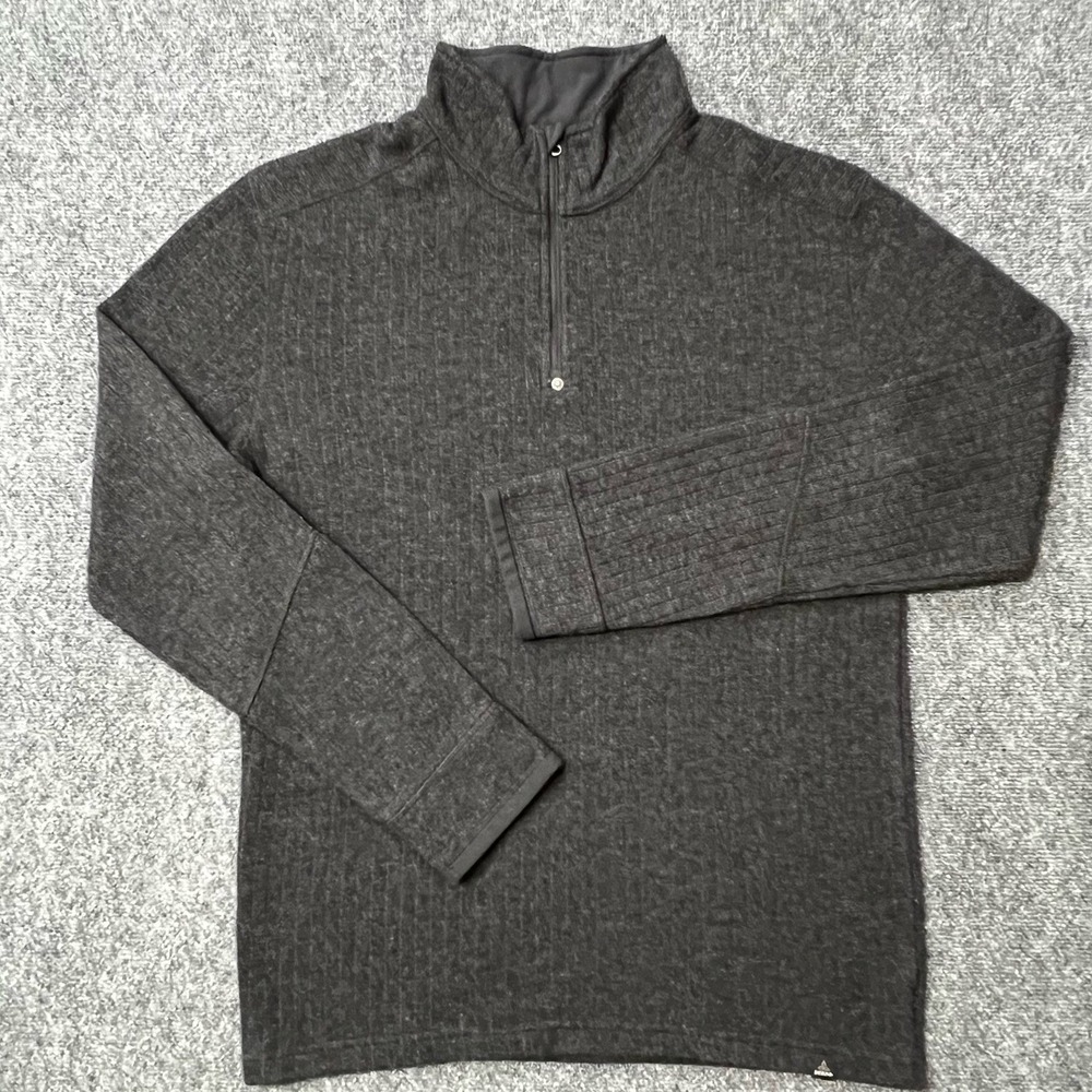 Prana Trask Sweater Men's Large 1/4 Zip Pullover Ribbed Wool Blend Gray